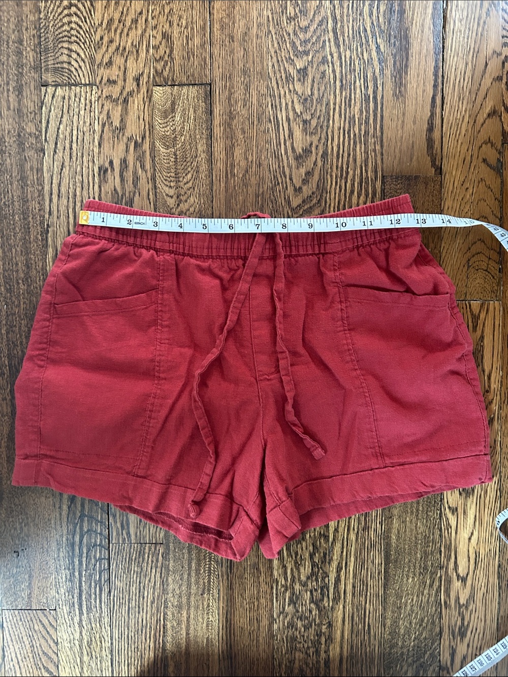 OLD NAVY Linen Blend Red Cuffed Drawstring Shirts NWOT - Picture 5 of 7